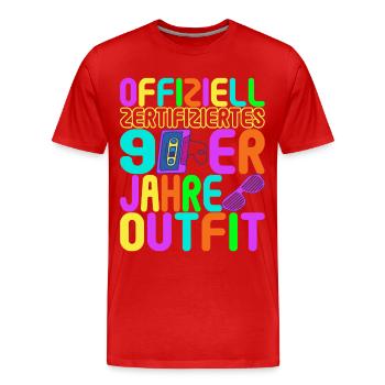 90s Party 90s - Men's Premium Organic T-Shirt - red - Front - Damien (186cm)