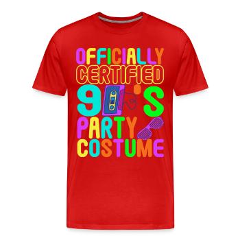 90s Party 90s - Men's Premium Organic T-Shirt - red - Front - Damien (186cm)