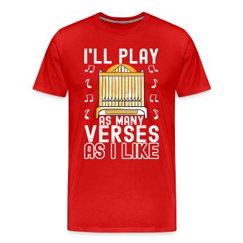 Organ Organist Organ Player - Men's Premium Organic T-Shirt - red - Front - Damien (186cm)