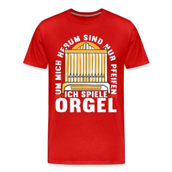 Orgel Organist Orgelspieler - Männer Premium Bio T-Shirt - Rot - Vorne - Damien (186cm)