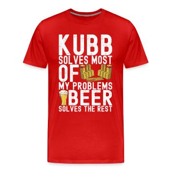 Kubb Wikinger Schach - Männer Premium Bio T-Shirt - Rot - Vorne - Damien (186cm)