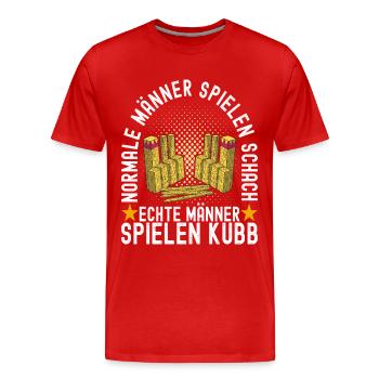 Kubb Wikinger Schach - Männer Premium Bio T-Shirt - Rot - Vorne - Damien (186cm)