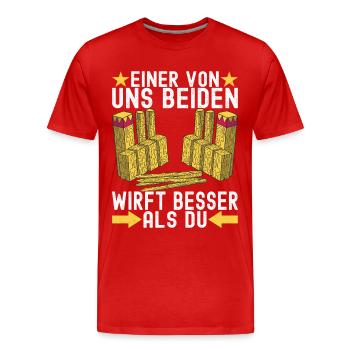 Kubb Wikinger Schach - Männer Premium Bio T-Shirt - Rot - Vorne - Damien (186cm)