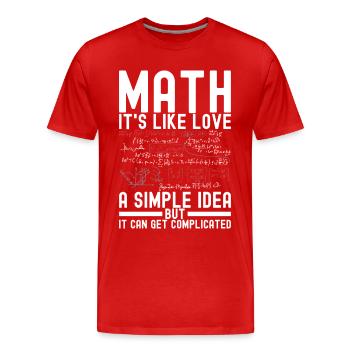 Professeur de mathématiques Mathématiques - T-shirt bio Premium Homme - rouge - Devant - Damien (186cm)