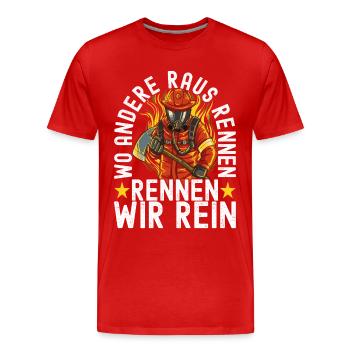 Feuerwehr Feuerwehrmann - Männer Premium Bio T-Shirt - Rot - Vorne - Damien (186cm)