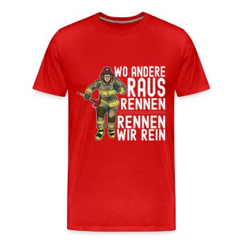 Feuerwehr Feuerwehrmann - Männer Premium Bio T-Shirt - Rot - Vorne - Damien (186cm)
