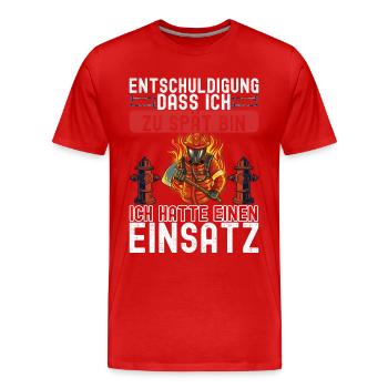 Feuerwehr Feuerwehrmann - Männer Premium Bio T-Shirt - Rot - Vorne - Damien (186cm)