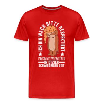 Faultier Lustige Sprüche Sarkasmus - Männer Premium Bio T-Shirt - Rot - Vorne - Damien (186cm)