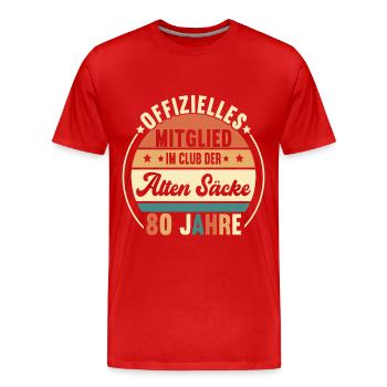 Geburtstag 80 Jahre - Männer Premium Bio T-Shirt - Rot - Vorne - Damien (186cm)