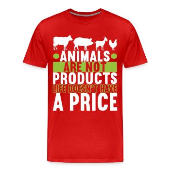 Vegan Vegetarier - Männer Premium Bio T-Shirt - Rot - Vorne - Damien (186cm)