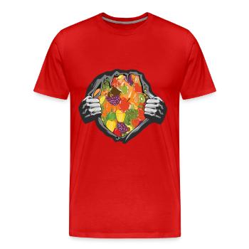 Vegan Vegetarier - Männer Premium Bio T-Shirt - Rot - Vorne - Damien (186cm)