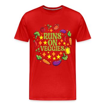 Vegan Vegetarier - Männer Premium Bio T-Shirt - Rot - Vorne - Damien (186cm)