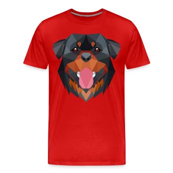 Rottweiler Geometric Art Pixel Art - Männer Premium Bio T-Shirt - Rot - Vorne - Damien (186cm)