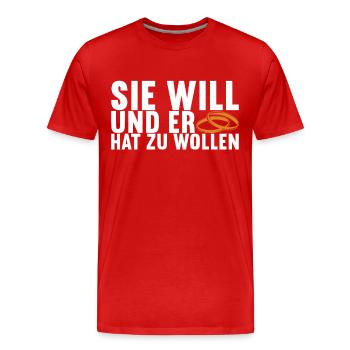 Junggesellenabschied Junggeselle Polterabend - Männer Premium Bio T-Shirt - Rot - Vorne - Damien (186cm)