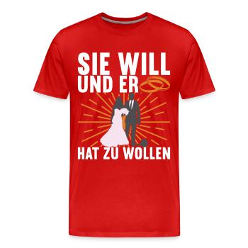 Junggesellenabschied Junggeselle Polterabend - Männer Premium Bio T-Shirt - Rot - Vorne - Damien (186cm)