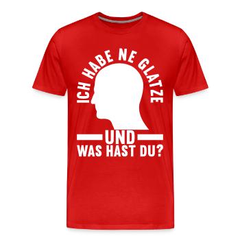 Glatze Glatzkopf - Männer Premium Bio T-Shirt - Rot - Vorne - Damien (186cm)