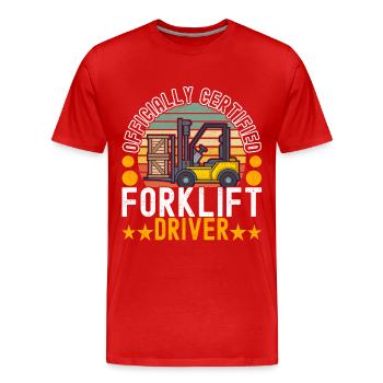 Chariot élévateur Conducteur de chariot élévateur - T-shirt bio Premium Homme - rouge - Devant - Damien (186cm)
