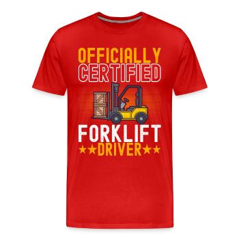 Chariot élévateur Conducteur de chariot élévateur - T-shirt bio Premium Homme - rouge - Devant - Damien (186cm)