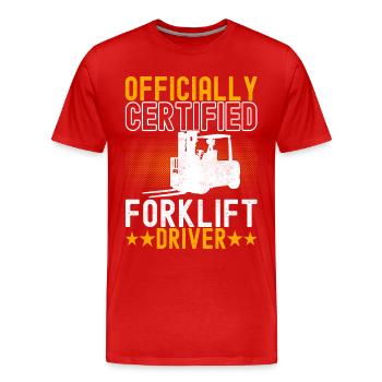 Chariot élévateur Conducteur de chariot élévateur - T-shirt bio Premium Homme - rouge - Devant - Damien (186cm)