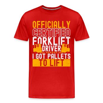 Chariot élévateur Conducteur de chariot élévateur - T-shirt bio Premium Homme - rouge - Devant - Damien (186cm)