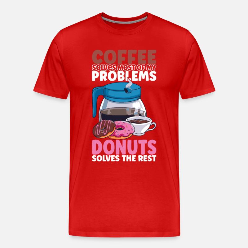 Kaffee Donuts - Männer Premium Bio T-Shirt - Rot