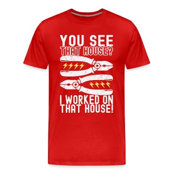 Electrician Electronics Technician - Men's Premium Organic T-Shirt - red - Front - Damien (186cm)