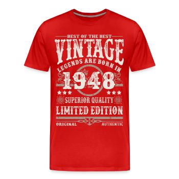 Legends are born in 1948 - Men's Premium Organic T-Shirt - red - Front - Damien (186cm)