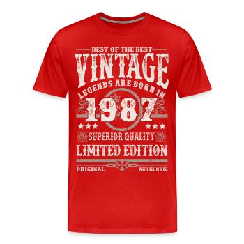 Legends are born in 1987 - Men's Premium Organic T-Shirt - red - Front - Damien (186cm)