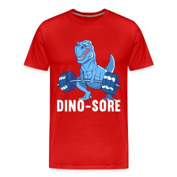 Dino Fitness Weightlifting - Men's Premium Organic T-Shirt - red - Front - Damien (186cm)