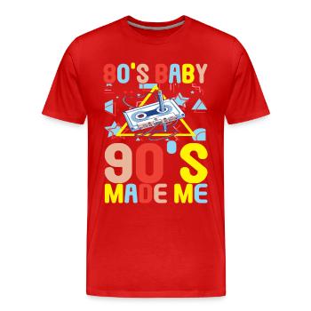 90s 90s 90s Party - Men's Premium Organic T-Shirt - red - Front - Damien (186cm)