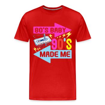 90s 90s 90s Party - Men's Premium Organic T-Shirt - red - Front - Damien (186cm)