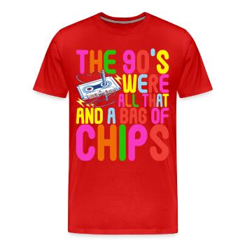 90s 90s 90s Party - Men's Premium Organic T-Shirt - red - Front - Damien (186cm)