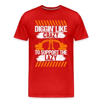Construction site excavator excavator driver - Men's Premium Organic T-Shirt - red - Front - Damien (186cm)