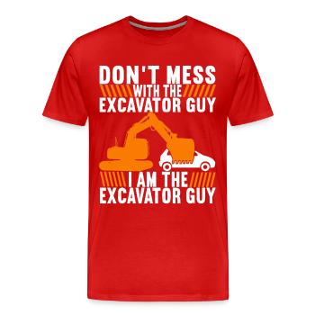 Construction site excavator excavator driver - Men's Premium Organic T-Shirt - red - Front - Damien (186cm)