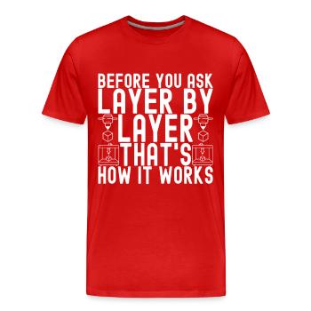 3 D Drucken - Männer Premium Bio T-Shirt - Rot - Vorne - Damien (186cm)