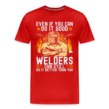 Soudage par soudeur - T-shirt bio Premium Homme - rouge - Devant - Damien (186cm)