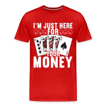 Poker Poker Player Casino - Men's Premium Organic T-Shirt - red - Front - Damien (186cm)