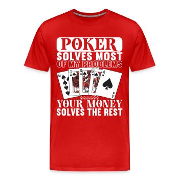 Poker Poker Player Casino - Men's Premium Organic T-Shirt - red - Front - Damien (186cm)