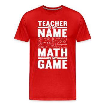 Professeur de mathématiques - T-shirt bio Premium Homme - rouge - Devant - Damien (186cm)