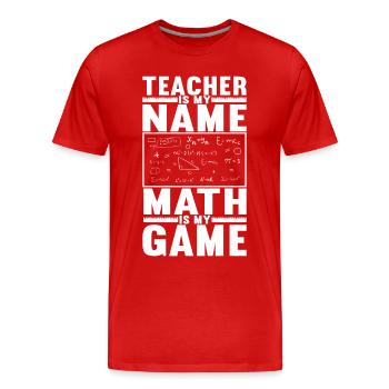 Professeur de mathématiques - T-shirt bio Premium Homme - rouge - Devant - Damien (186cm)