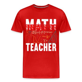 Professeur de mathématiques - T-shirt bio Premium Homme - rouge - Devant - Damien (186cm)