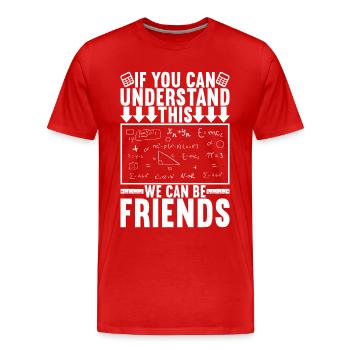 Professeur de mathématiques - T-shirt bio Premium Homme - rouge - Devant - Damien (186cm)