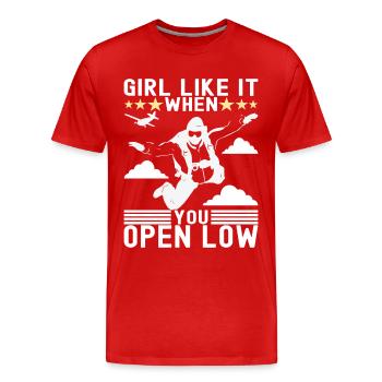 Parachute Parachutist - Men's Premium Organic T-Shirt - red - Front - Damien (186cm)