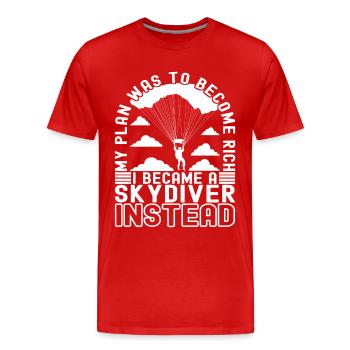 Parachute Parachutist - Men's Premium Organic T-Shirt - red - Front - Damien (186cm)