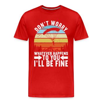 Parachute Parachutist - Men's Premium Organic T-Shirt - red - Front - Damien (186cm)