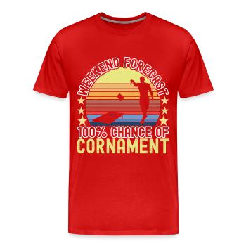 Cornhole Spieler Cornhole Board - Männer Premium Bio T-Shirt - Rot - Vorne - Damien (186cm)