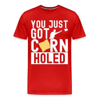 Cornhole Spieler Cornhole Board - Männer Premium Bio T-Shirt - Rot - Vorne - Damien (186cm)