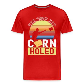 Cornhole Player Cornhole Board - Men's Premium Organic T-Shirt - red - Front - Damien (186cm)