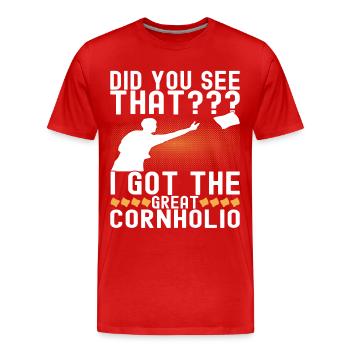 Cornhole Spieler Cornhole Board - Männer Premium Bio T-Shirt - Rot - Vorne - Damien (186cm)