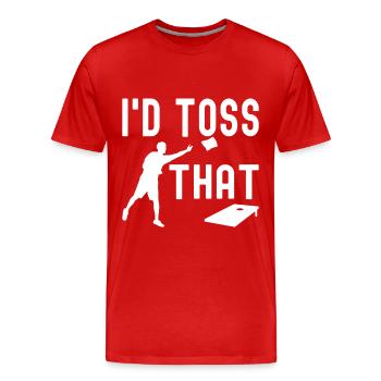Cornhole Spieler Cornhole Board - Männer Premium Bio T-Shirt - Rot - Vorne - Damien (186cm)